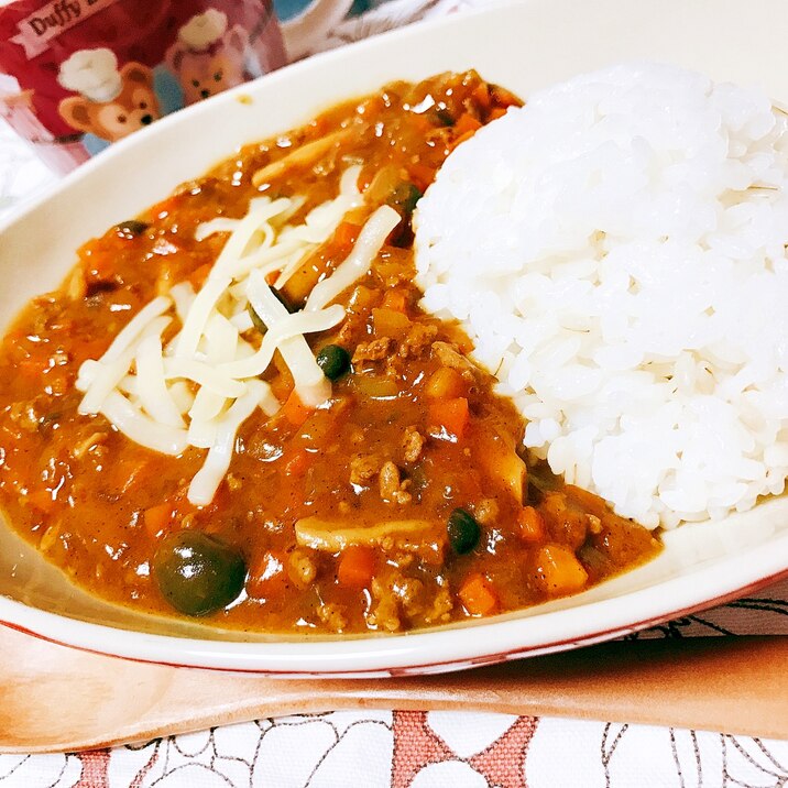 フライパンで作るチーズキーマカレー